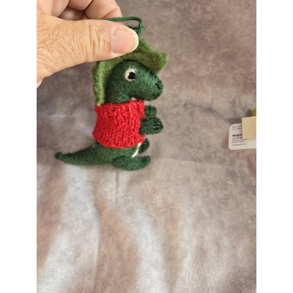 World Market Wool Dinosaur with Sweater Ornaments Set of 2 - Picture 11 of 15